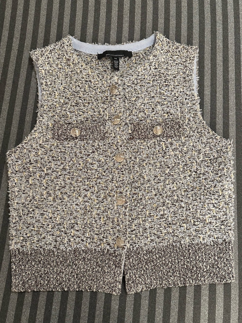 Women’s White House/Black Markey Tweed Button-Front cropped Vest